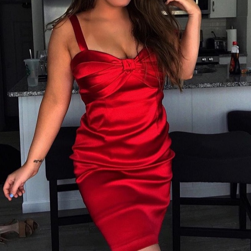 Red silk dress
